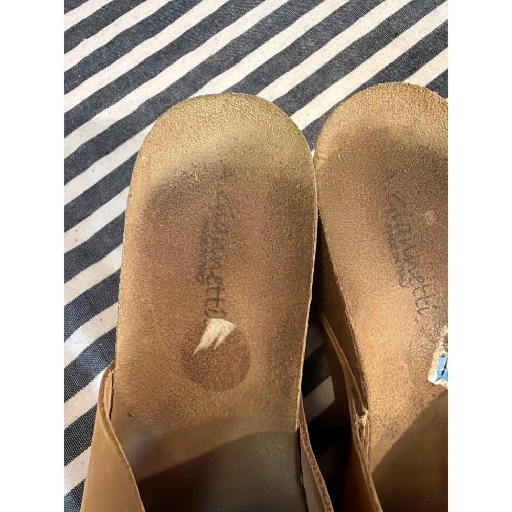 A.‎ Giannetti Womens Tan Leather Criss Cross Wedge Slide Sandals Made in Italy